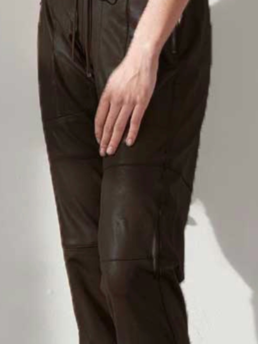 RAFFAELLO ROSSI Dark Brown Women's Leather Jogger Pants size 36/6 NWT